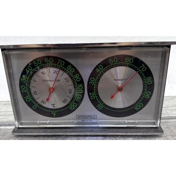 Vintage Temperature And Humidity Gauge By Springfield USA Great Condition Rare - Picture 1 of 9